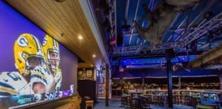 Watching football in restaurant