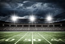 Football Stadium with Stormy sky