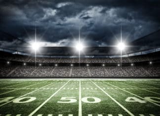 Football Stadium with Stormy sky