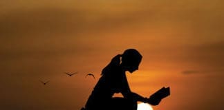 peaceful woman reading