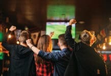 Football watching in bar