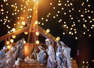 Christmas nativity scene; Jesus Christ, Mary and Joseph