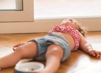 Child crying and shouting with tantrum