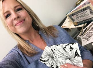 Warrior Arts Melanie Moore teaching virtual WA zentangle class