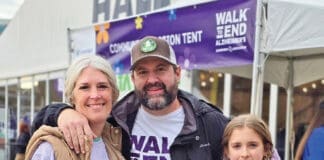 Wal for Alz Brook Batson husband Danny Batson and daughter Eleanor Batson