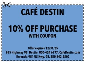 Destin Life Coupons 2025 Dec Cafe Destin